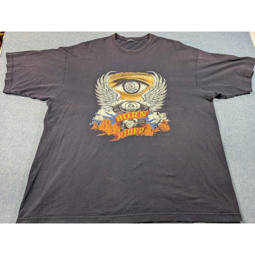 Vintage 2002 Daytona Bike Week Born Rider Graphic T-Shirt XL Black Motorcycle
